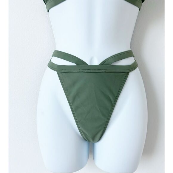 3/$15 SHEIN Green Bikini Set Strappy Bottoms Womens Size Large - Picture 5 of 7